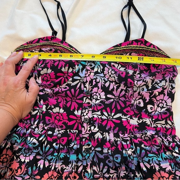 Band of Gypsies Multicolor Vibrant Floral Mini Spaghetti Strap Dress Size L - Picture 11 of 11
